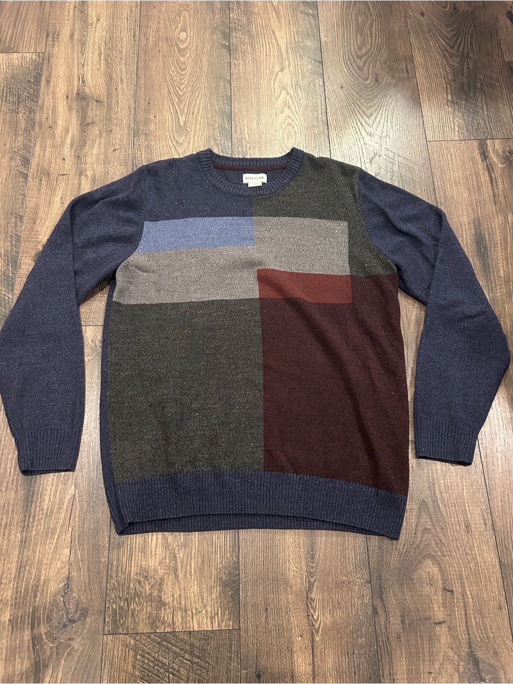 Haggar Mens Medium Colorblock Crewneck Sweater